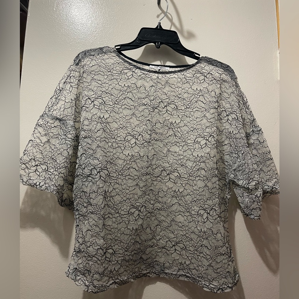 Zara Black and White Lace Blouse
